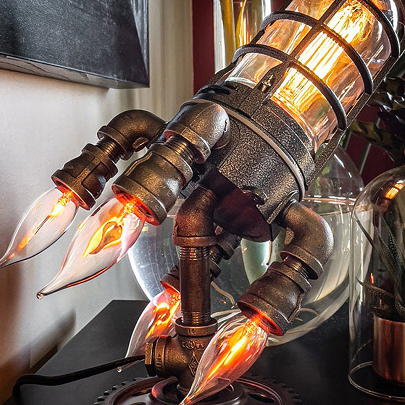 Vintage Steampunk Rocket Flame Tischlampe-5