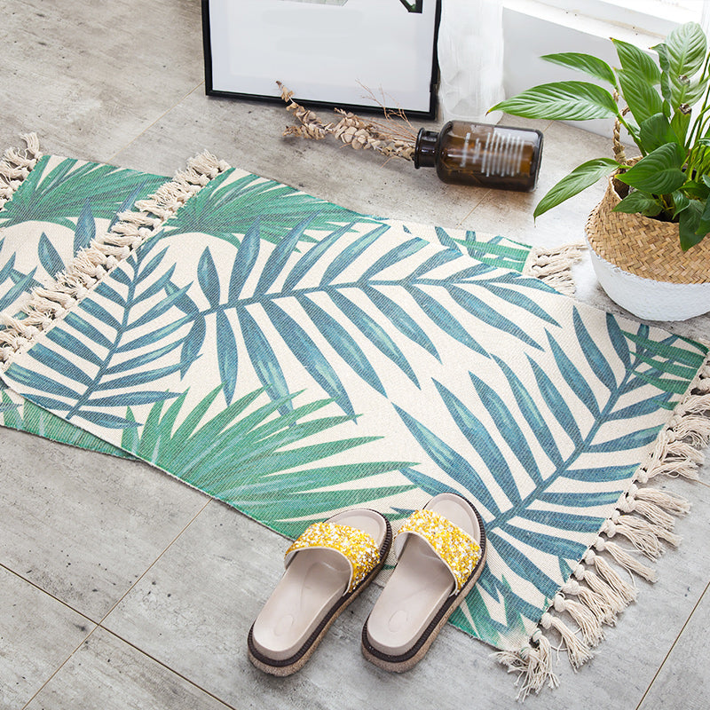 Bohemian Waschbarer Teppich mit Geometrischem Pflanzenmuster für Wohnzimmer 6