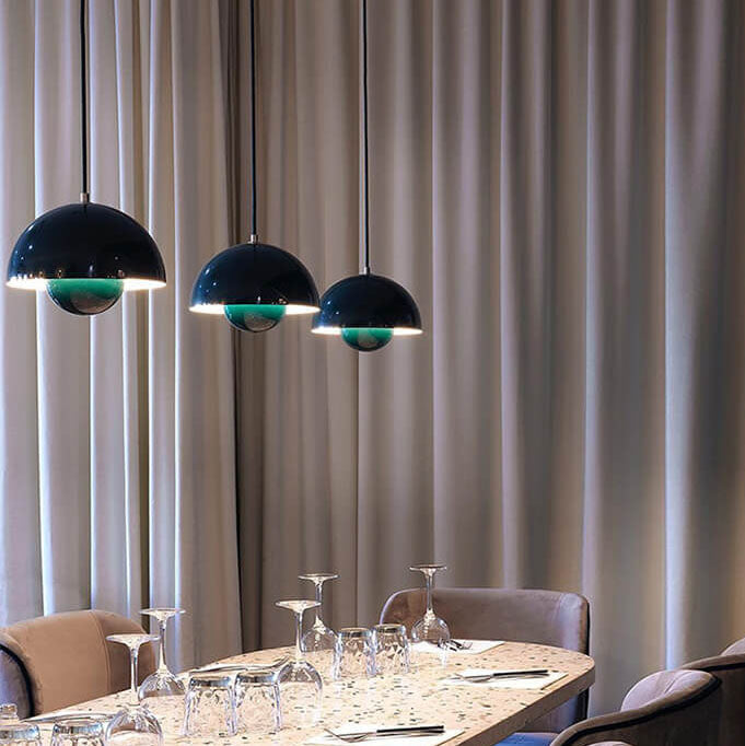 Variant image for Nordische Pendelleuchte Hängeleuchte mit Halbkreis Kuppel für Esszimmer und Wohnbereich-16
