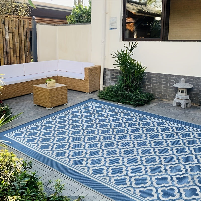 Wasserfester Outdoor Teppich Rund im Boho-Stil für Balkon und Terrasse 6