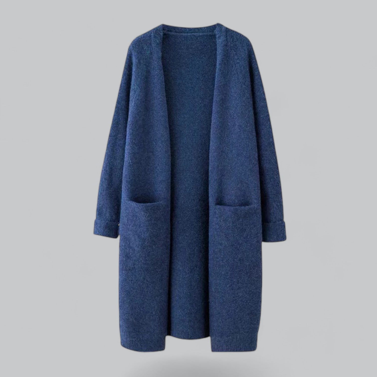 Lange offene Damen Strickjacke mit Taschen