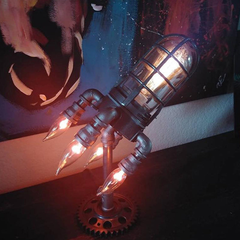 Vintage Steampunk Rocket Flame Tischlampe-3