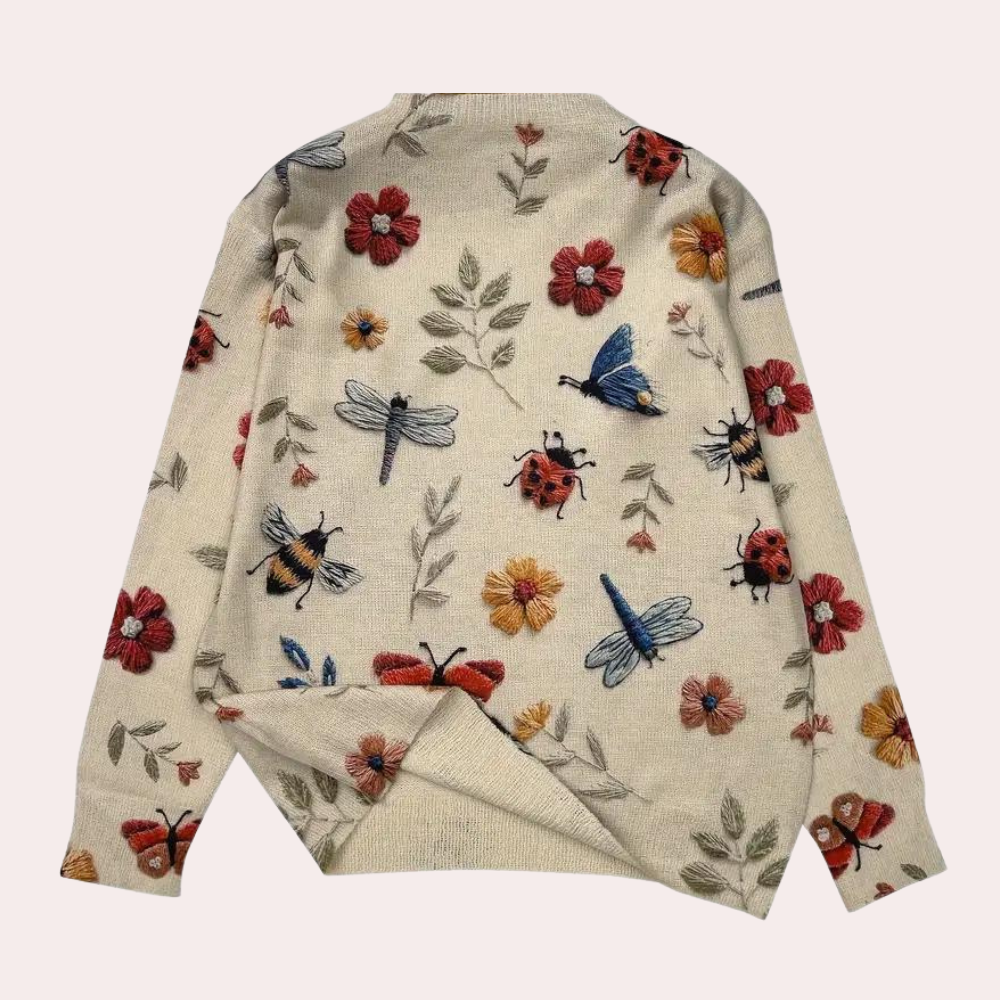 Damenpullover mit Blumenmuster