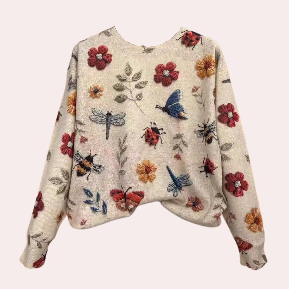Damenpullover mit Blumenmuster