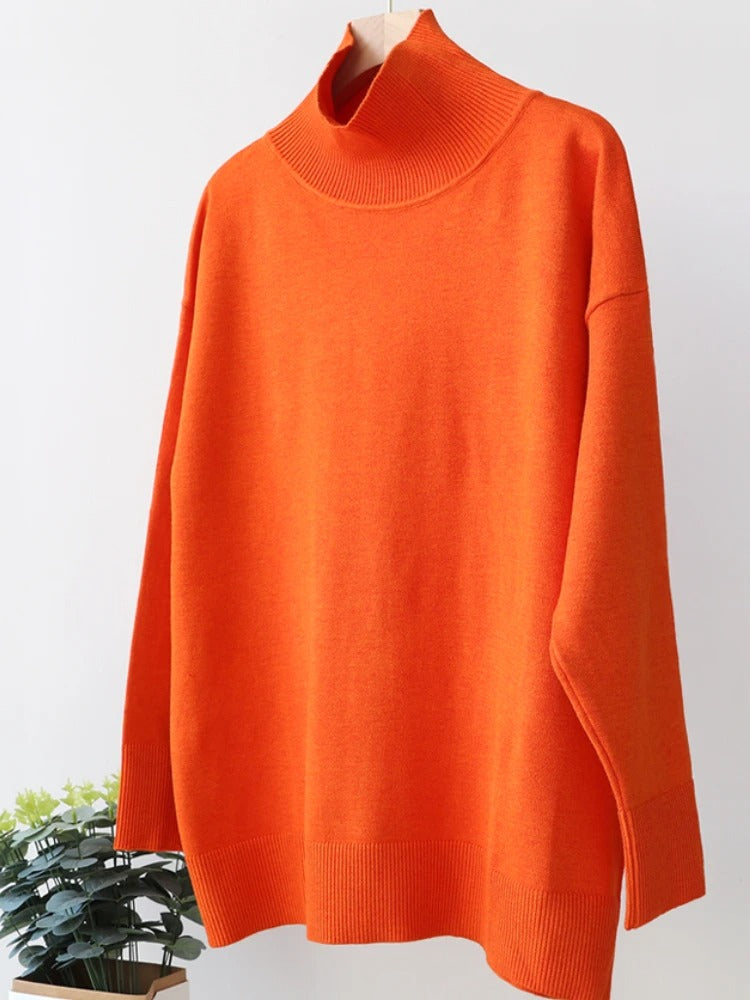 Winterpullover Damen mit hohem Kragen und weiter Schnittform