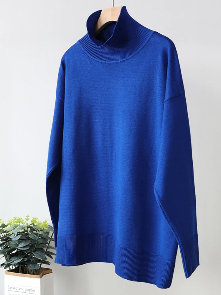 Winterpullover Damen mit hohem Kragen und weiter Schnittform