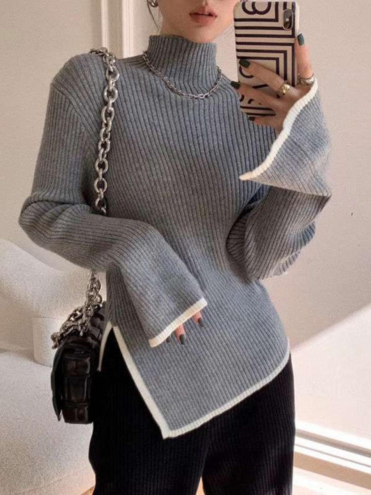 Asymmetrischer Winterpullover Damen