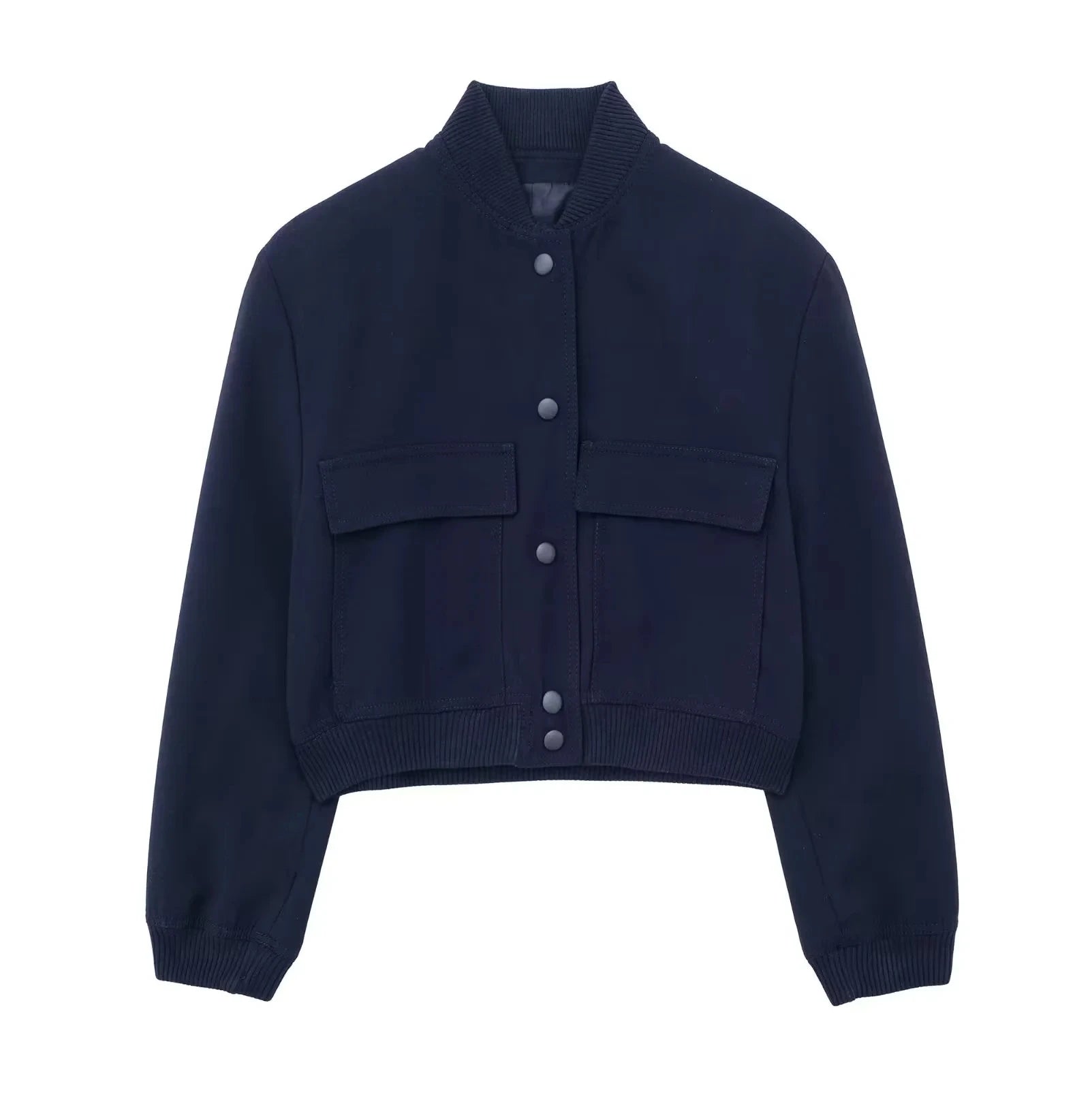 Kurze Damen Blousonjacke mit Pattentaschen
