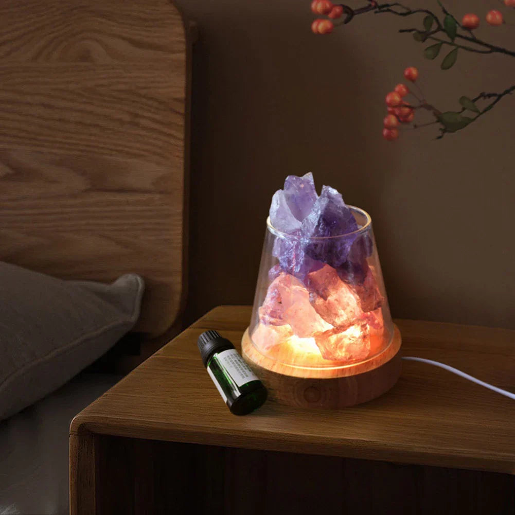 PureAura Kristallleuchte | Himalaya Salzlampe mit Öl-Diffusor | Nachtlicht & Luftreinigung-2
