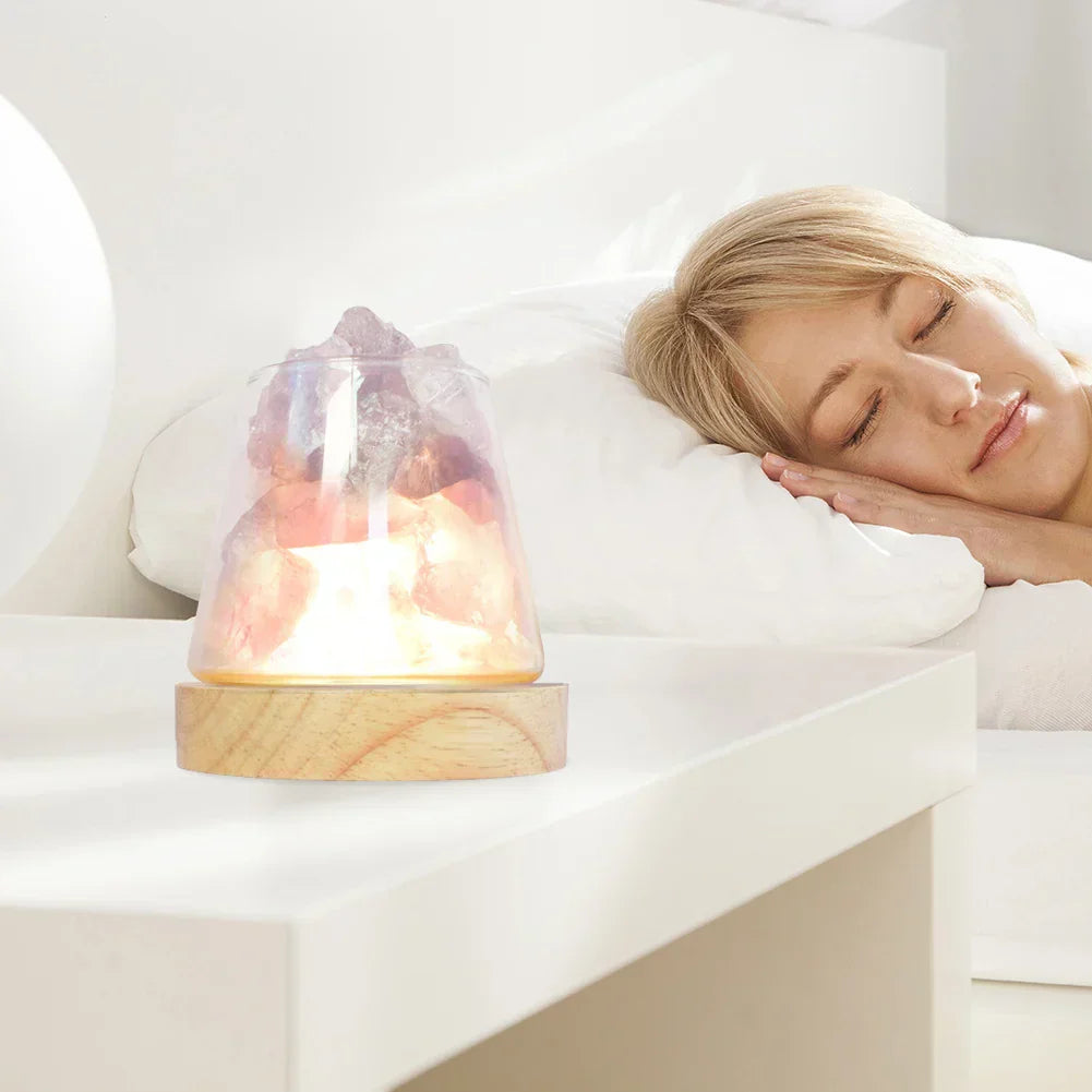 PureAura Kristallleuchte | Himalaya Salzlampe mit Öl-Diffusor | Nachtlicht & Luftreinigung-6