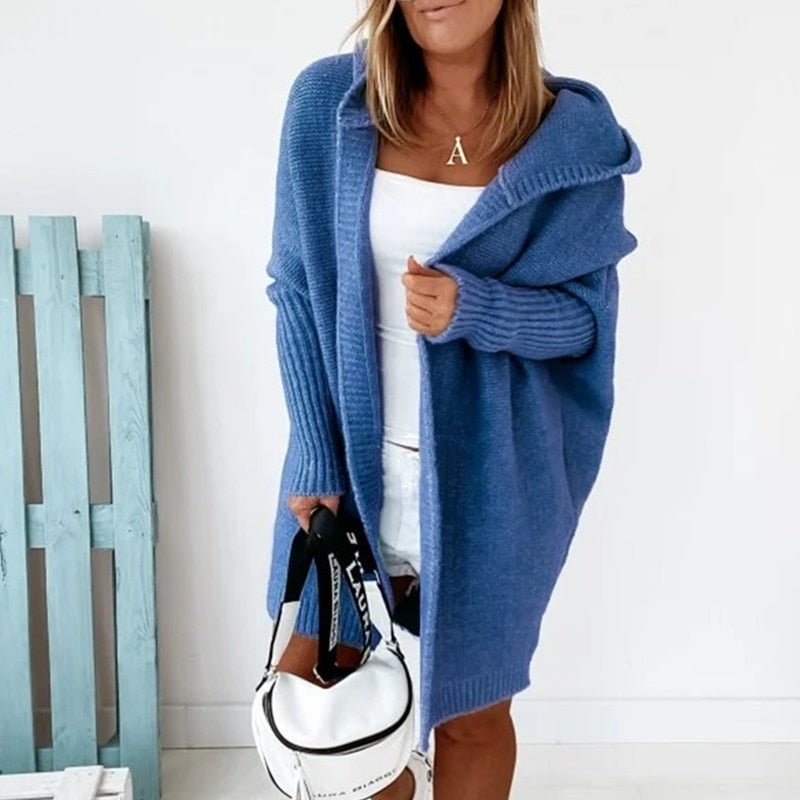 Damen Strickjacke mit Fledermausärmeln und lockerer Passform