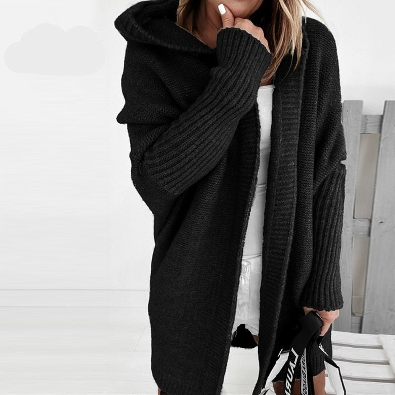 Damen Strickjacke mit Fledermausärmeln und lockerer Passform