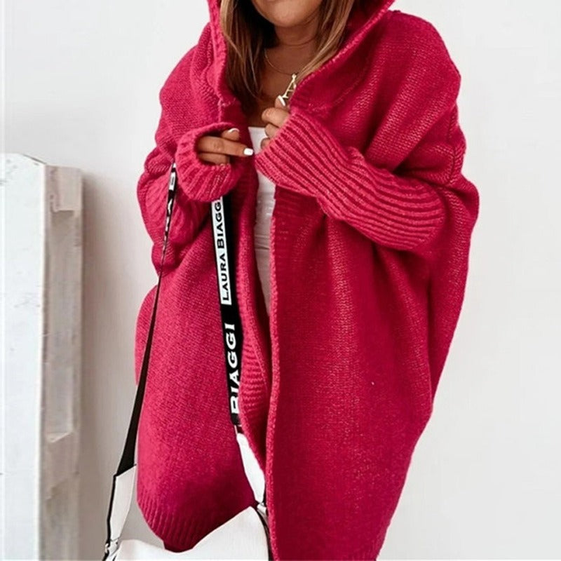 Damen Strickjacke mit Fledermausärmeln und lockerer Passform