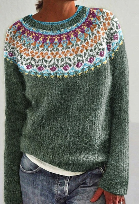 Damenpullover mit Gartenmuster und dezenter Struktur