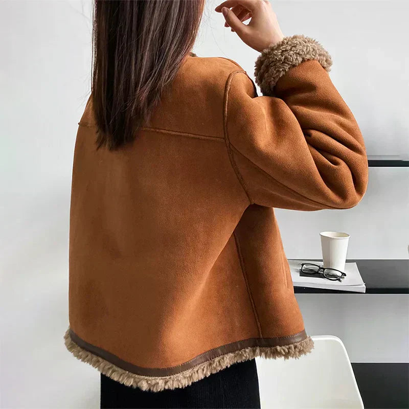 Damen Winterjacke mit Knopfverschluss und Seitentaschen