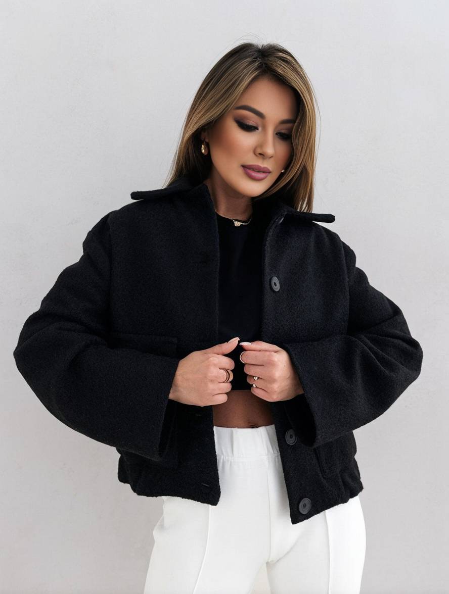 Damen Winterjacke mit Reverskragen und geradem Schnitt