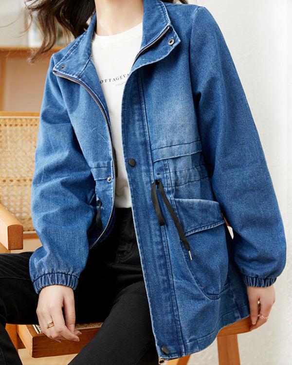 Damen Jeansjacke mit Knopfleiste und strukturiertem Schnitt