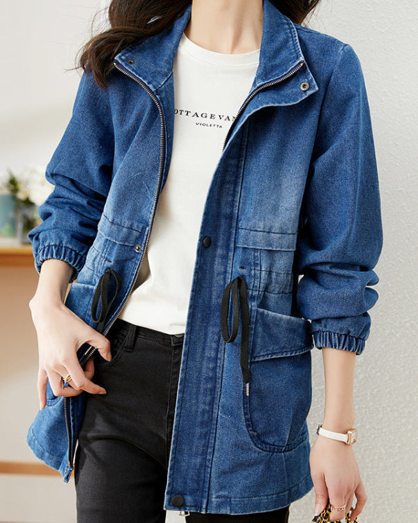 Damen Jeansjacke mit Knopfleiste und strukturiertem Schnitt