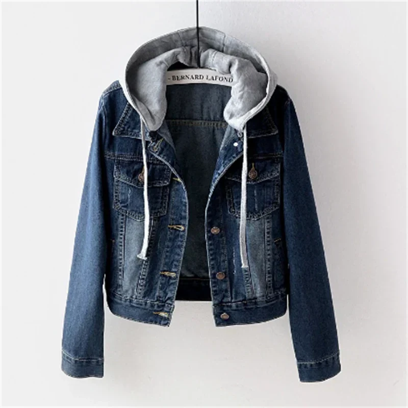 Damen-Jeansjacke mit abnehmbarer Kapuze