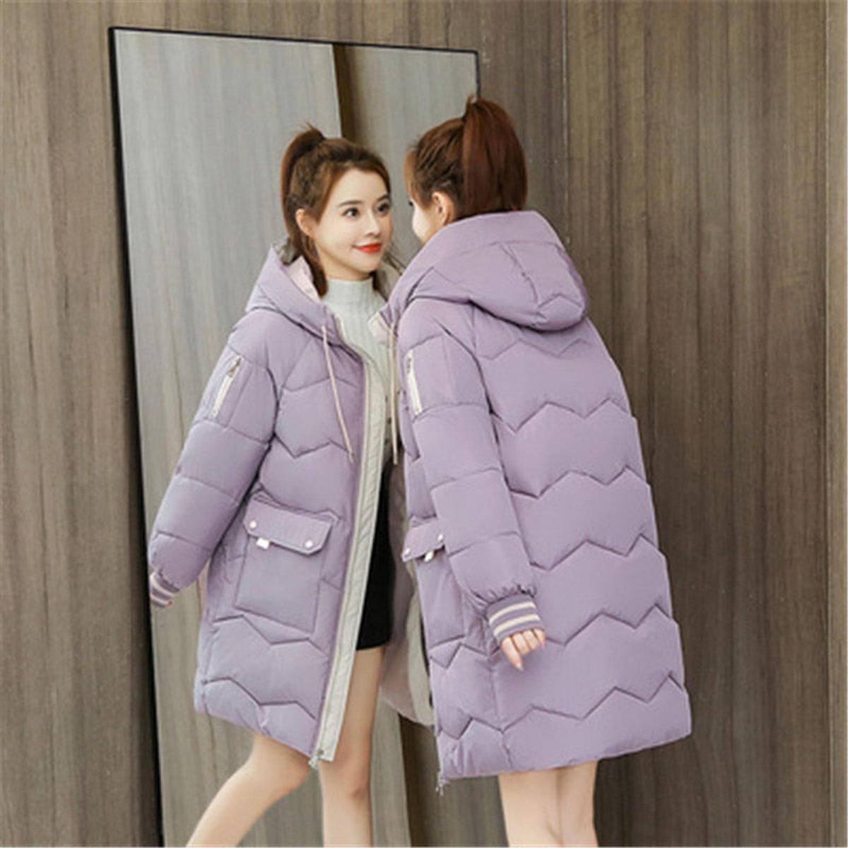 Damen Winterjacke mit verstellbarer Kapuze und klarer Linienführung