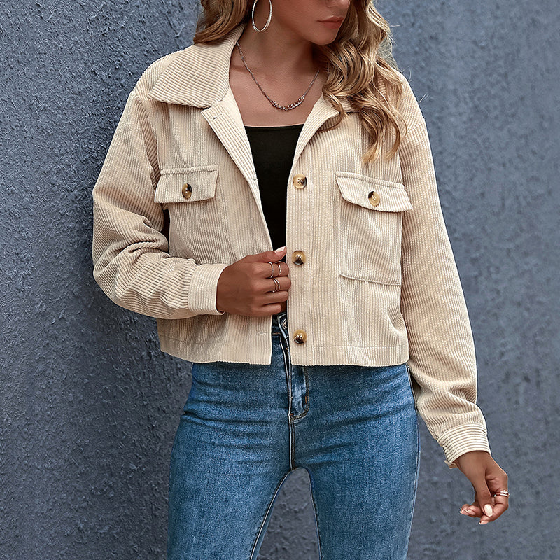 Damenjacke Übergangsjacke mit Reverskragen und Knopfverschluss