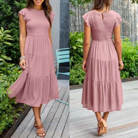 Kleid mit Rundhalsausschnitt und mittlerer Länge