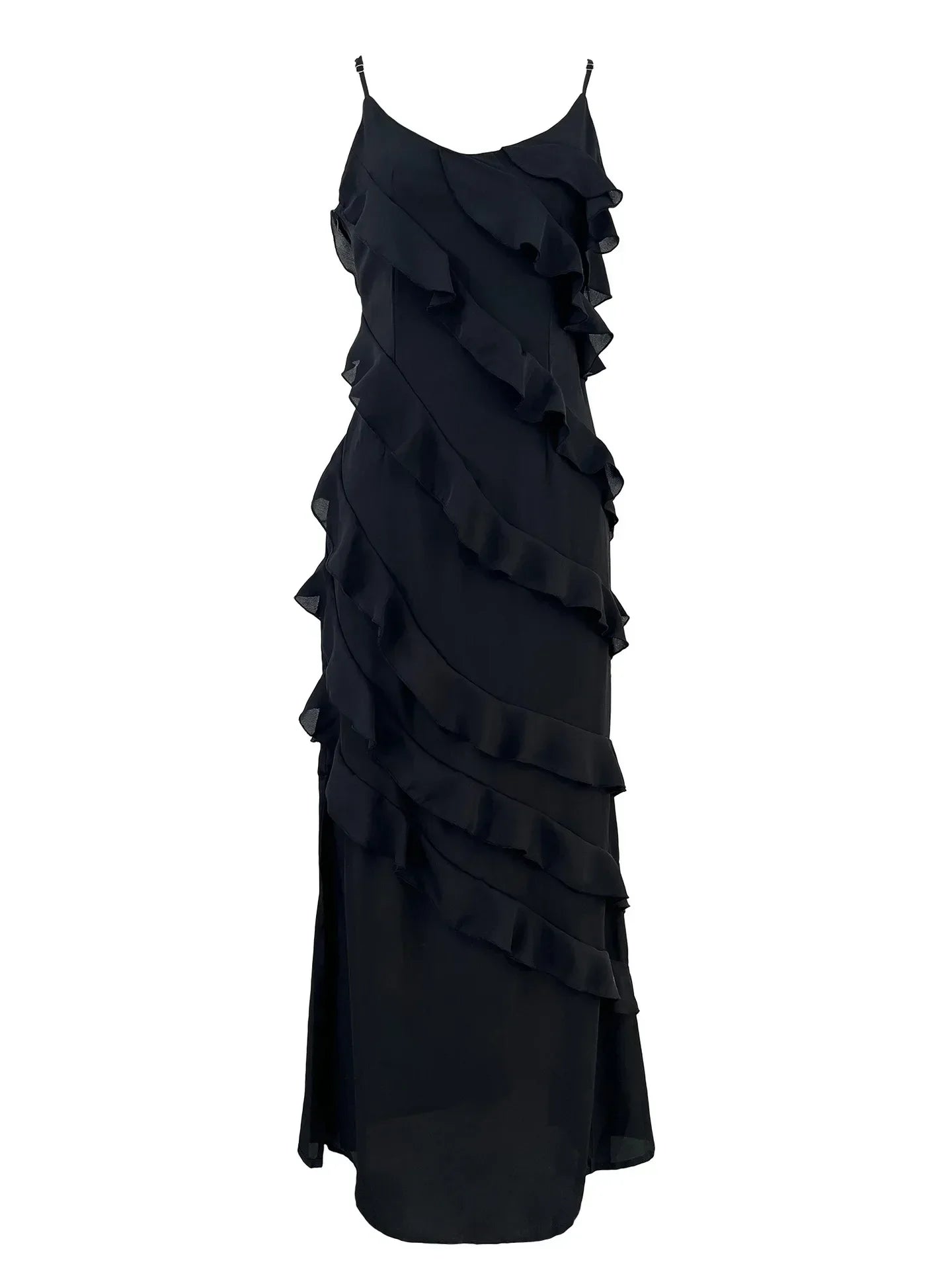 Damen Maxikleid mit Rückenausschnitt und Rüschen