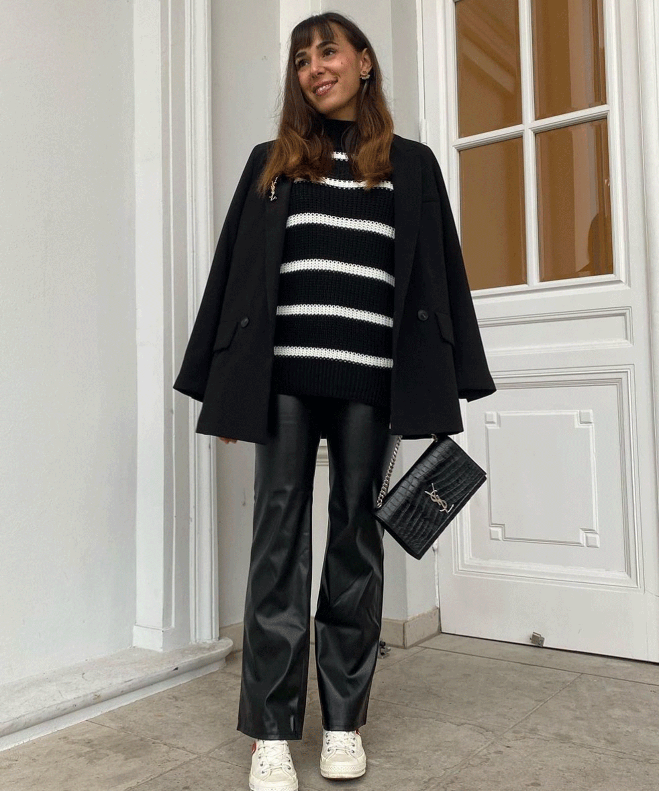 Damen Strickpullover in Schwarz-Weiß