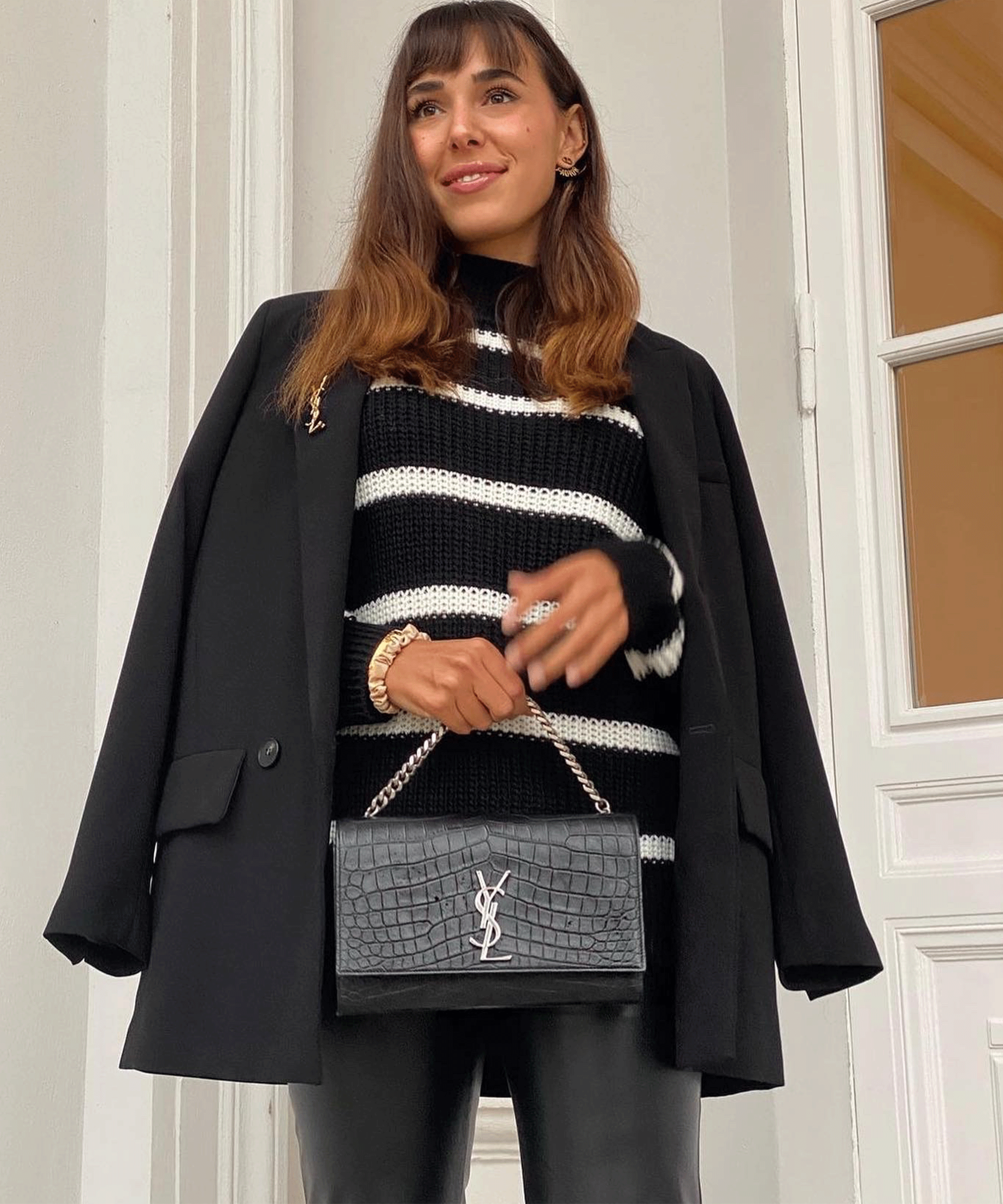 Damen Strickpullover in Schwarz-Weiß