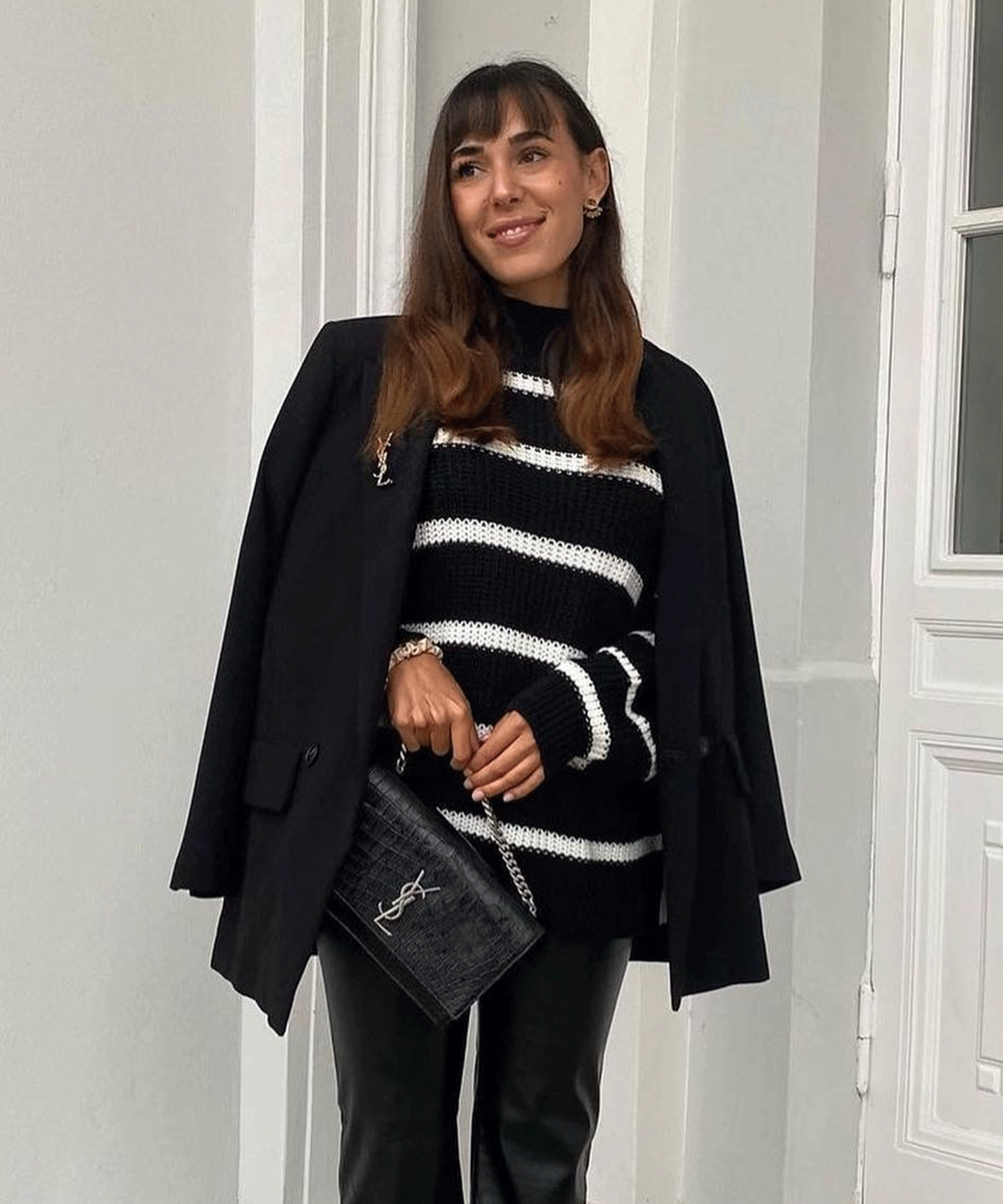 Damen Strickpullover in Schwarz-Weiß