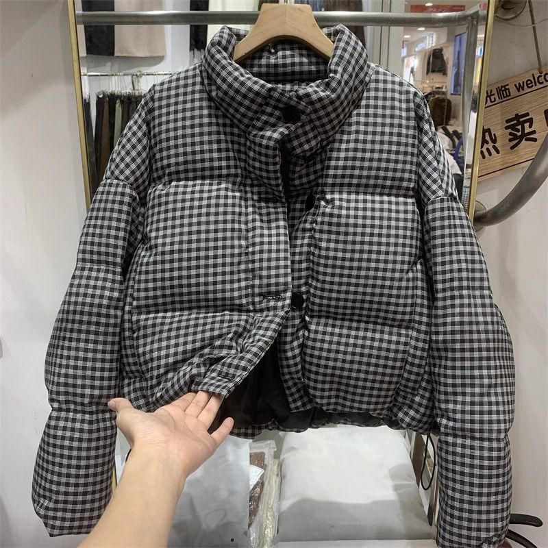 Winter Steppjacke für Damen mit hoher Taille und Puffärmeln