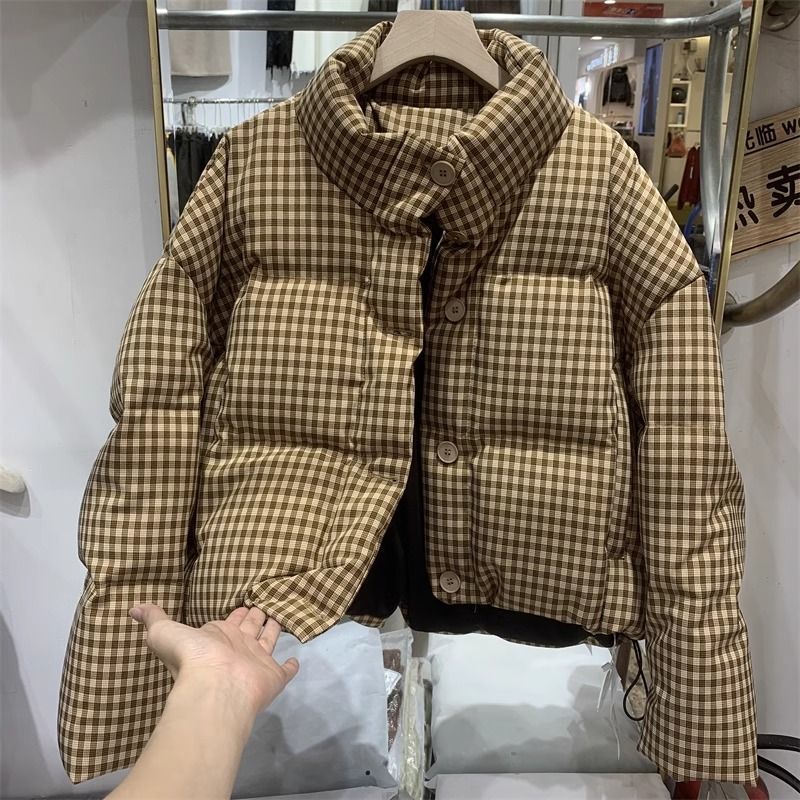 Winter Steppjacke für Damen mit hoher Taille und Puffärmeln
