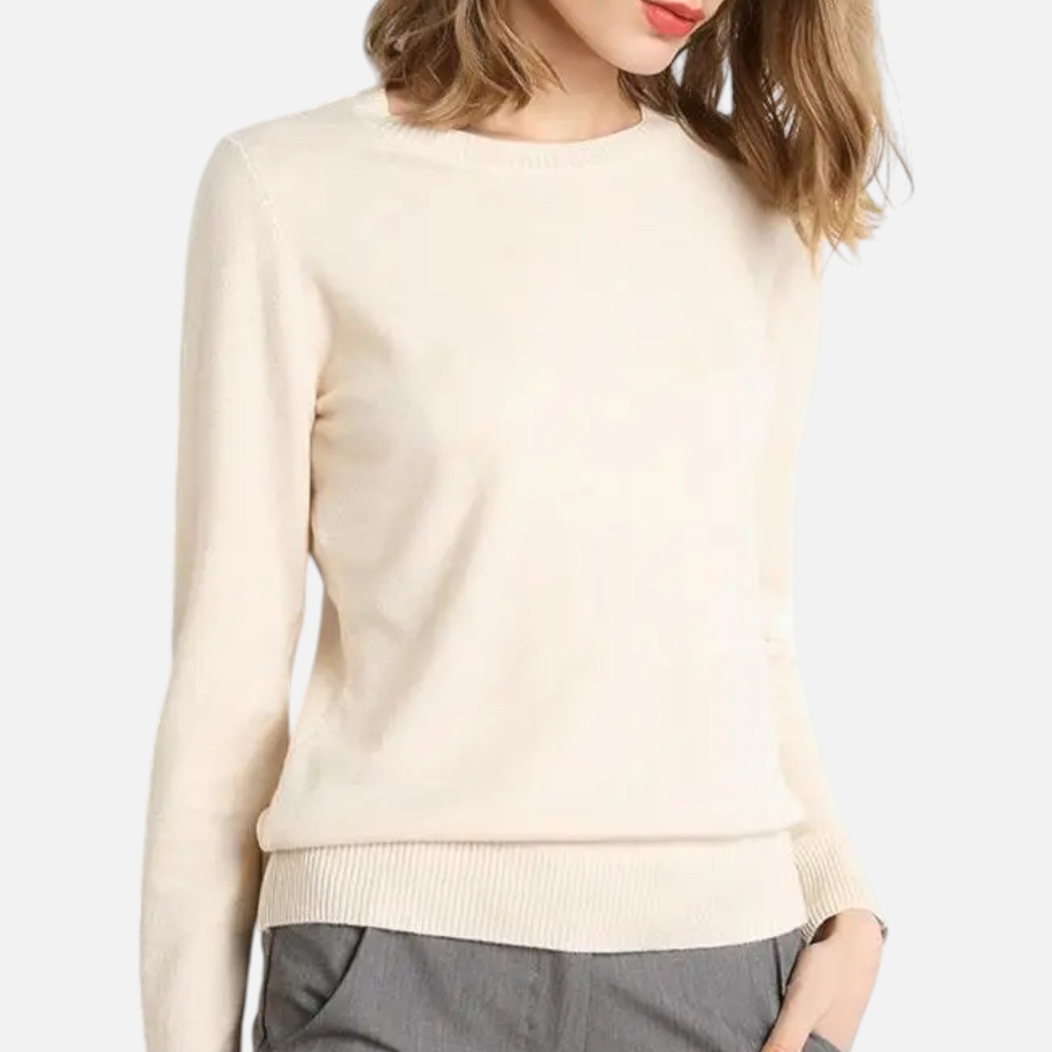 Damenpullover mit Rundhalsausschnitt und schmaler Silhouette für den Winter