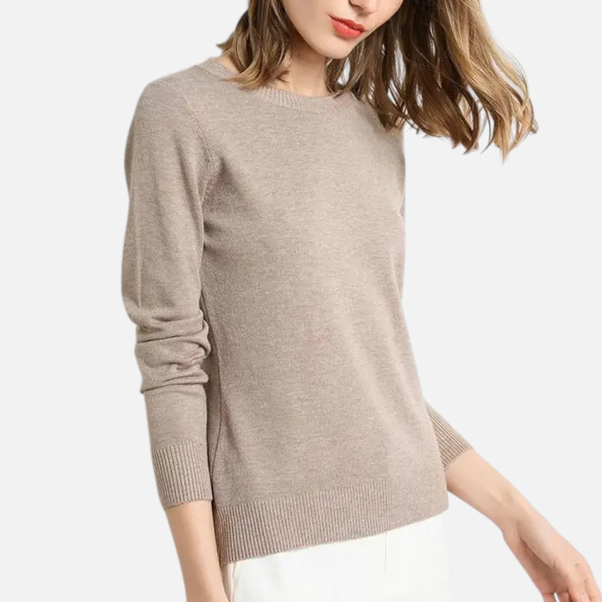 Damenpullover mit Rundhalsausschnitt und schmaler Silhouette für den Winter