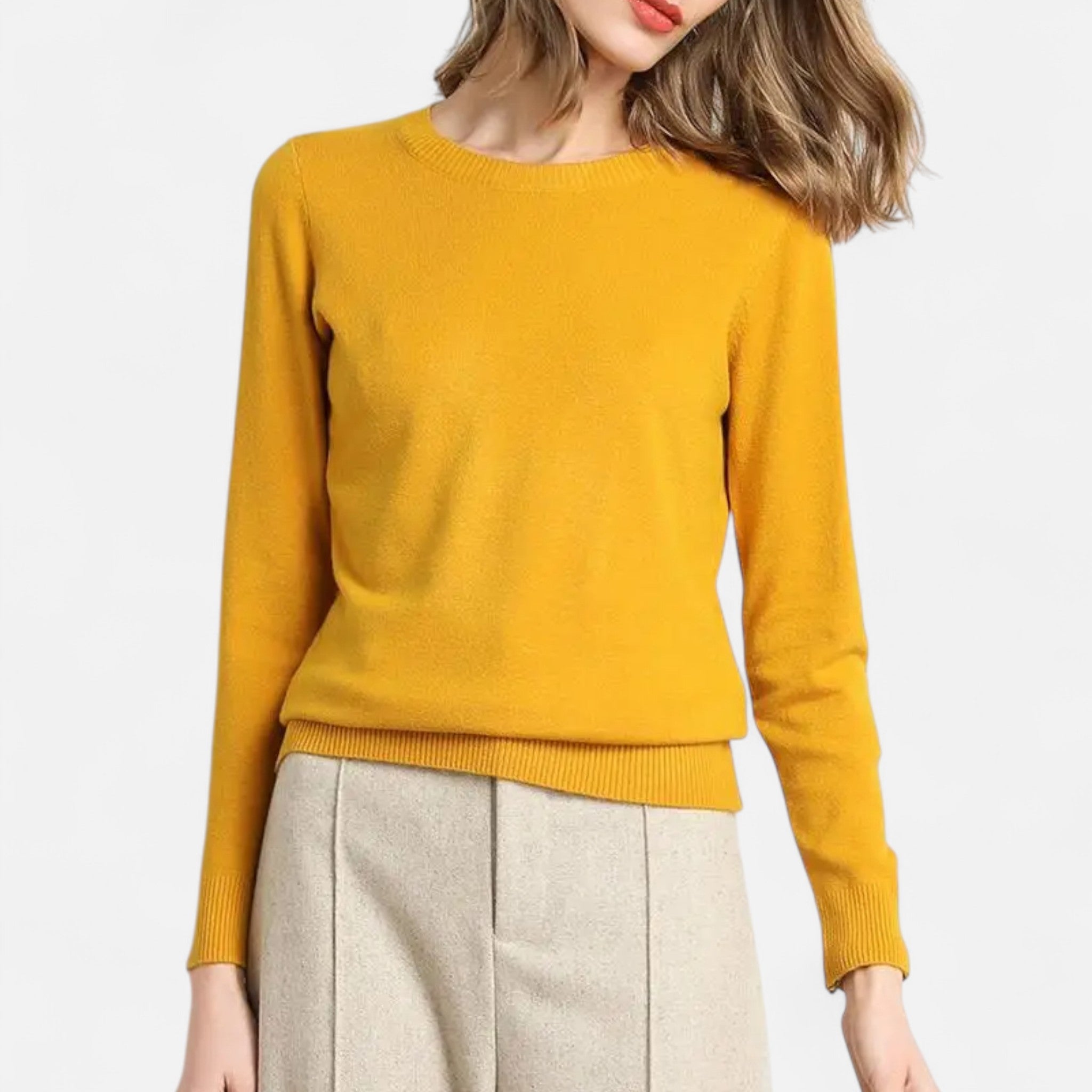 Damenpullover mit Rundhalsausschnitt und schmaler Silhouette für den Winter