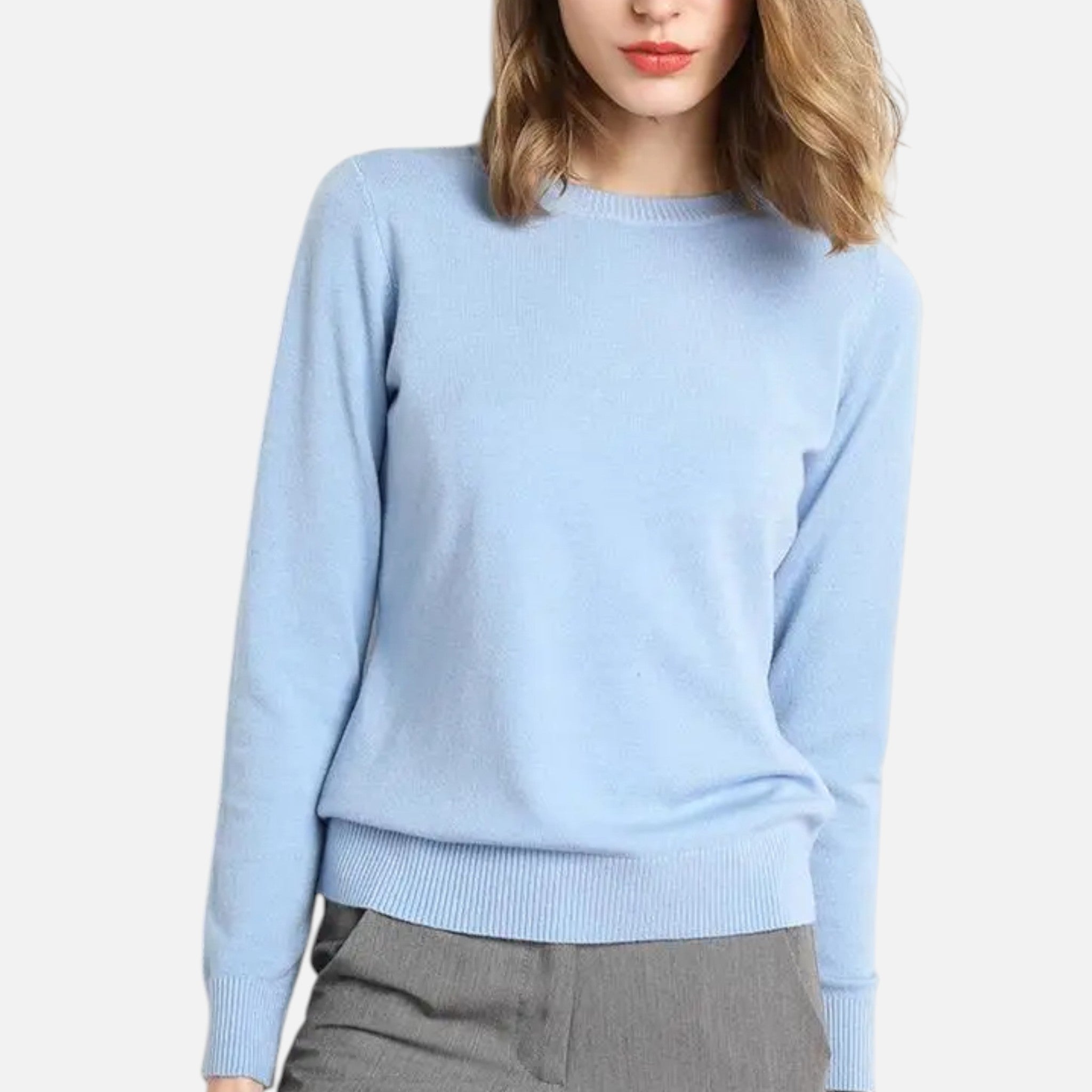 Damenpullover mit Rundhalsausschnitt und schmaler Silhouette für den Winter