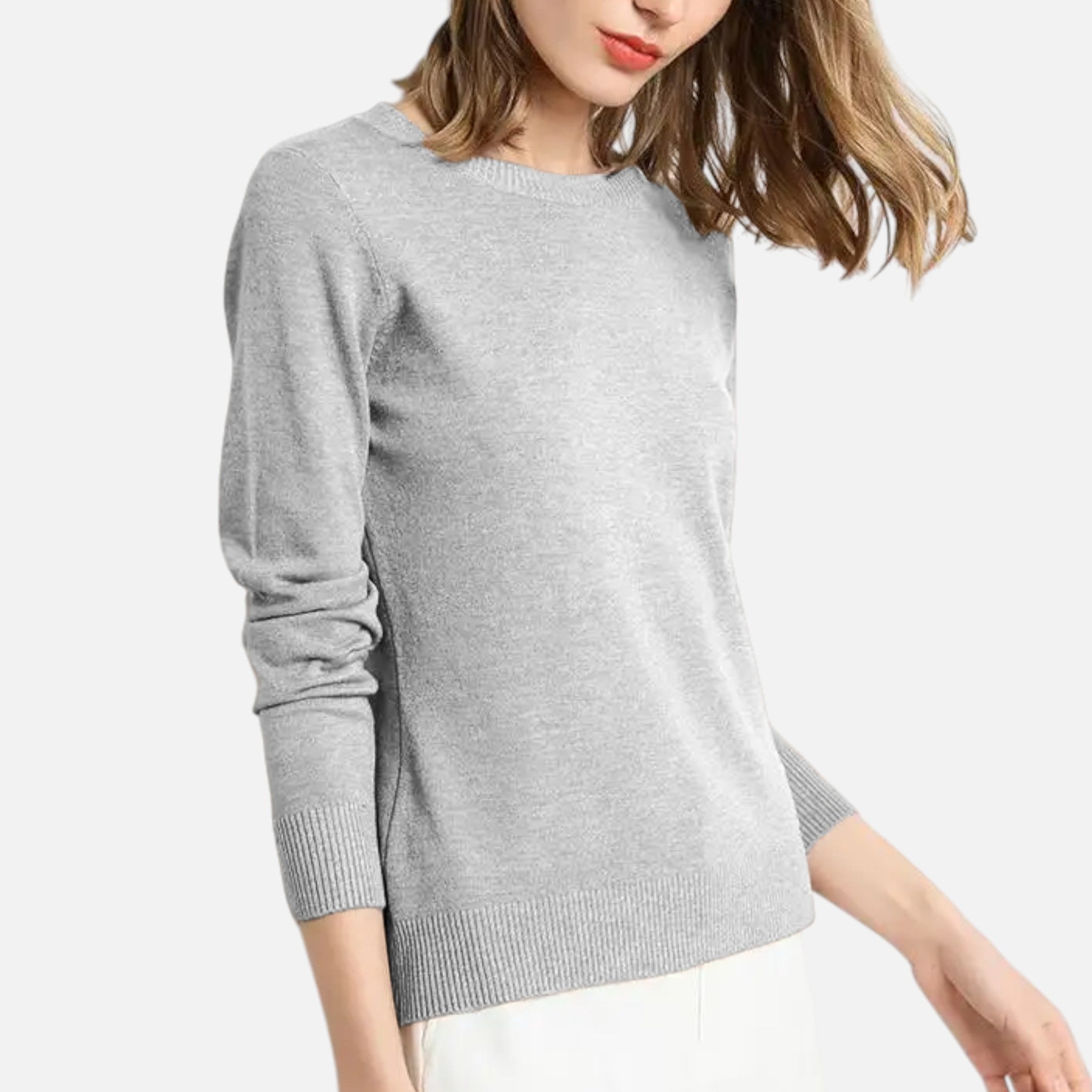 Damenpullover mit Rundhalsausschnitt und schmaler Silhouette für den Winter