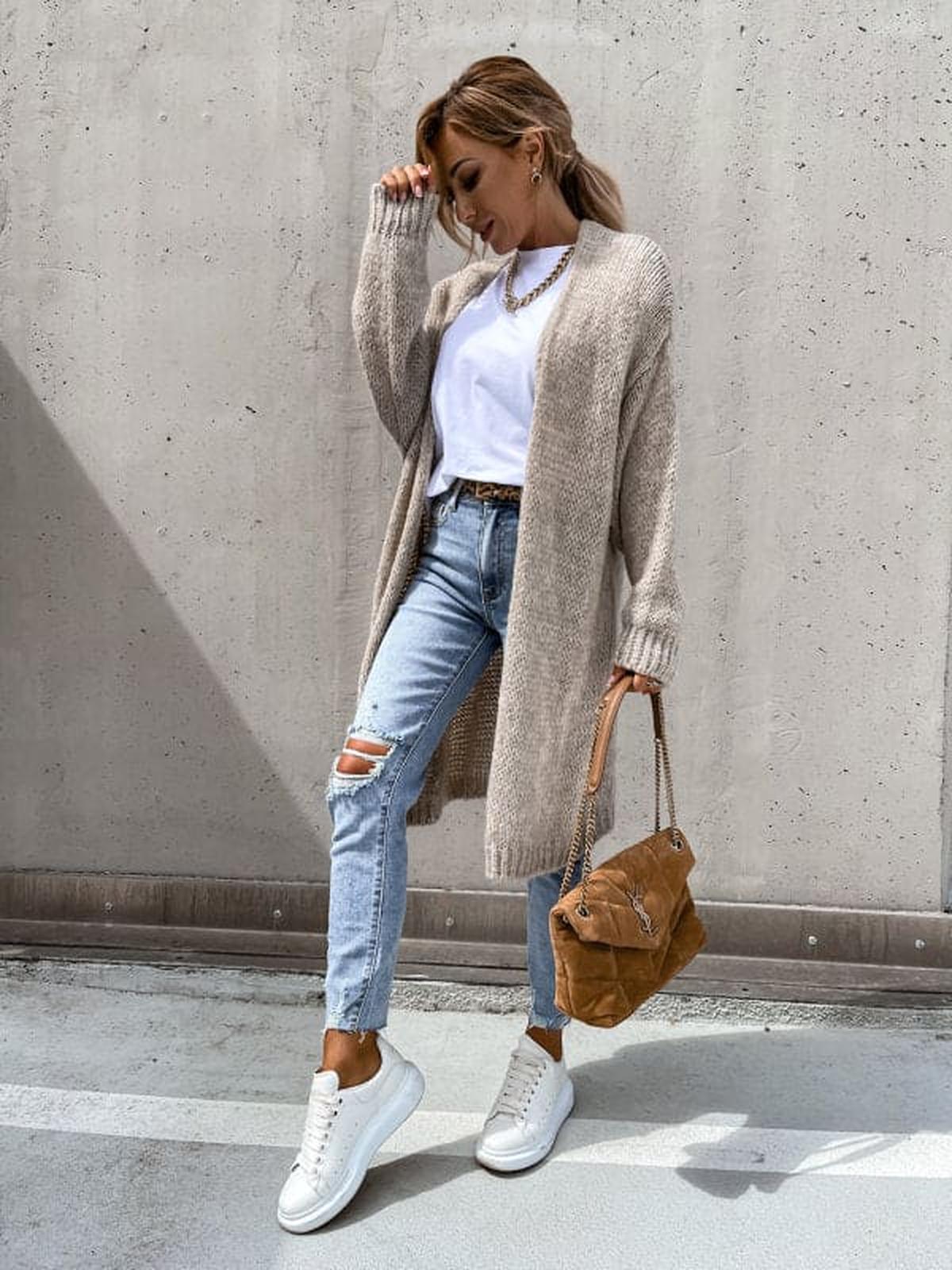 Damen Strickjacke mit langen Ärmeln für den Winter