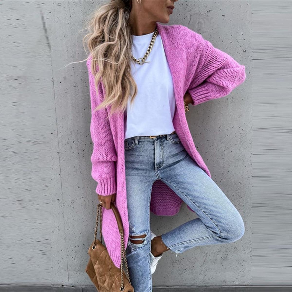 Damen Strickjacke mit langen Ärmeln für den Winter