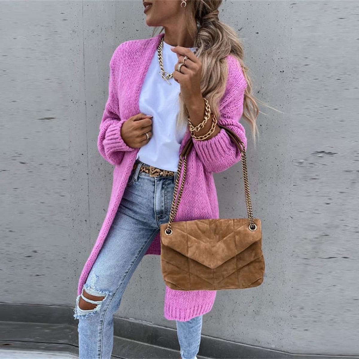 Damen Strickjacke mit langen Ärmeln für den Winter