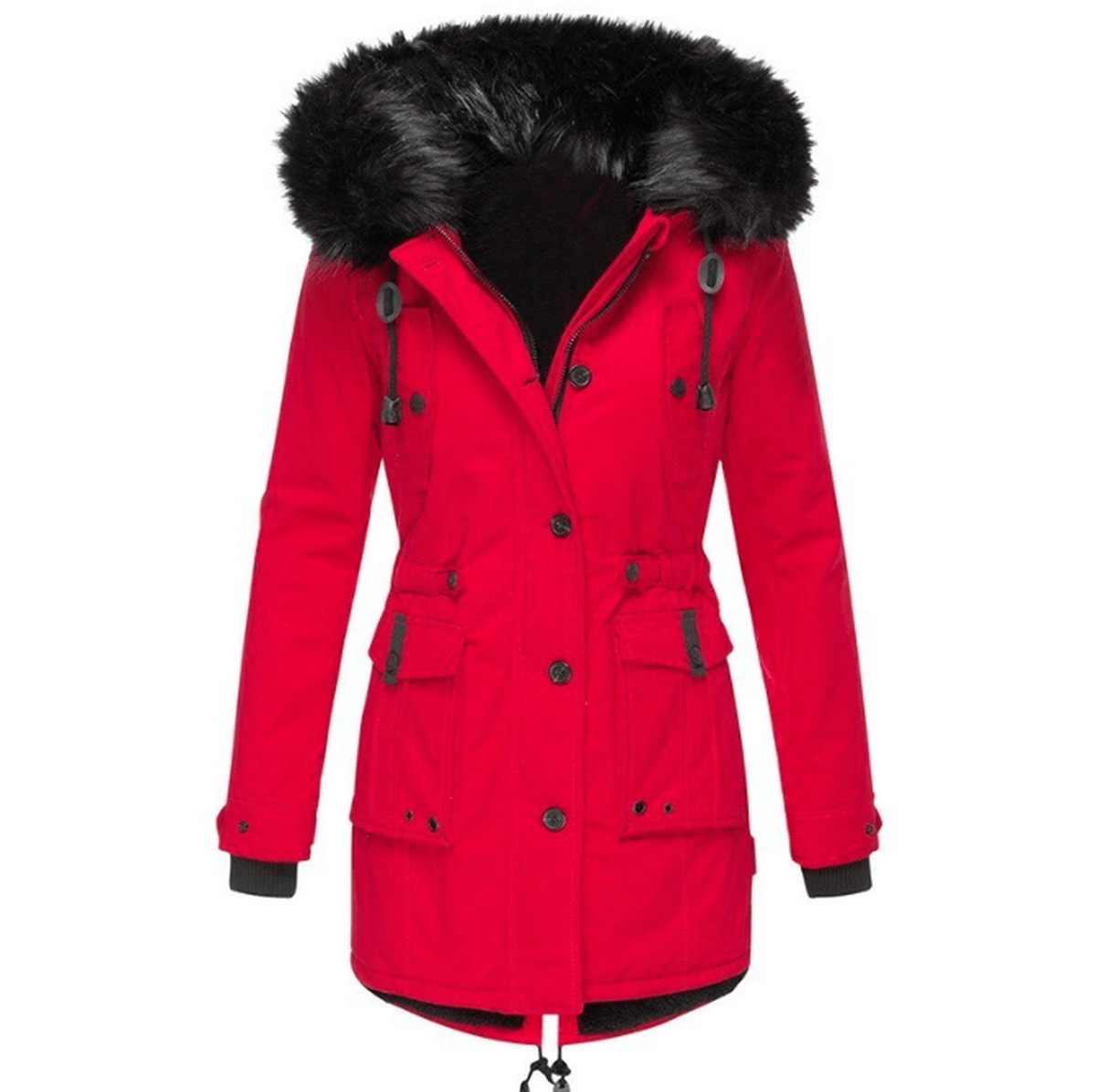 Damen Winterparka mit Kapuze und verstellbarer Taille