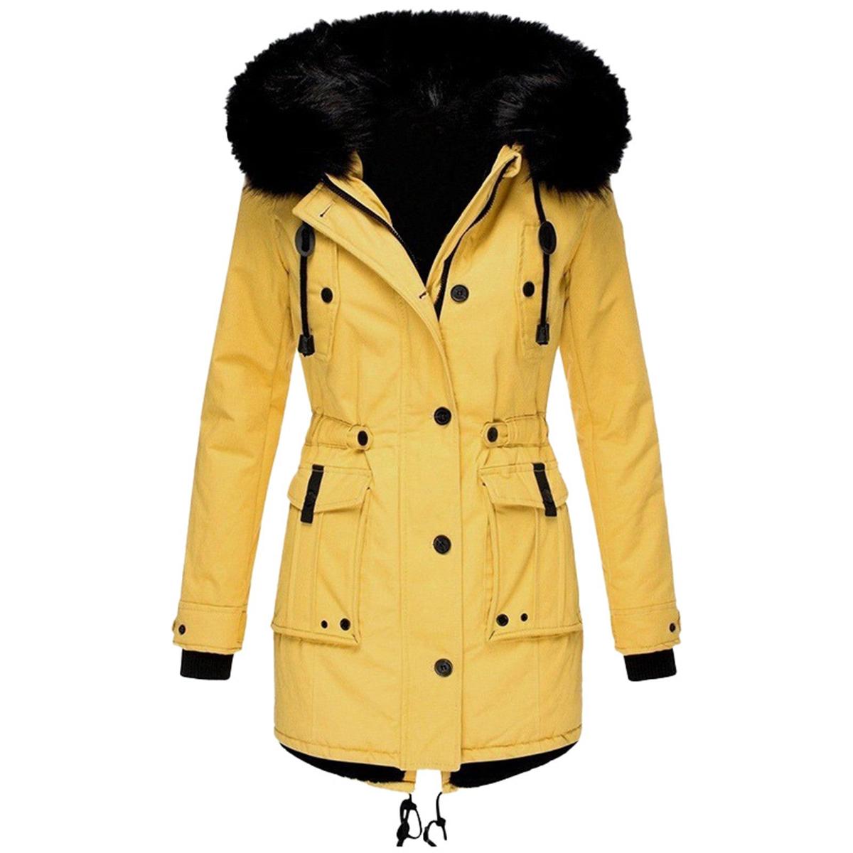 Damen Winterparka mit Kapuze und verstellbarer Taille