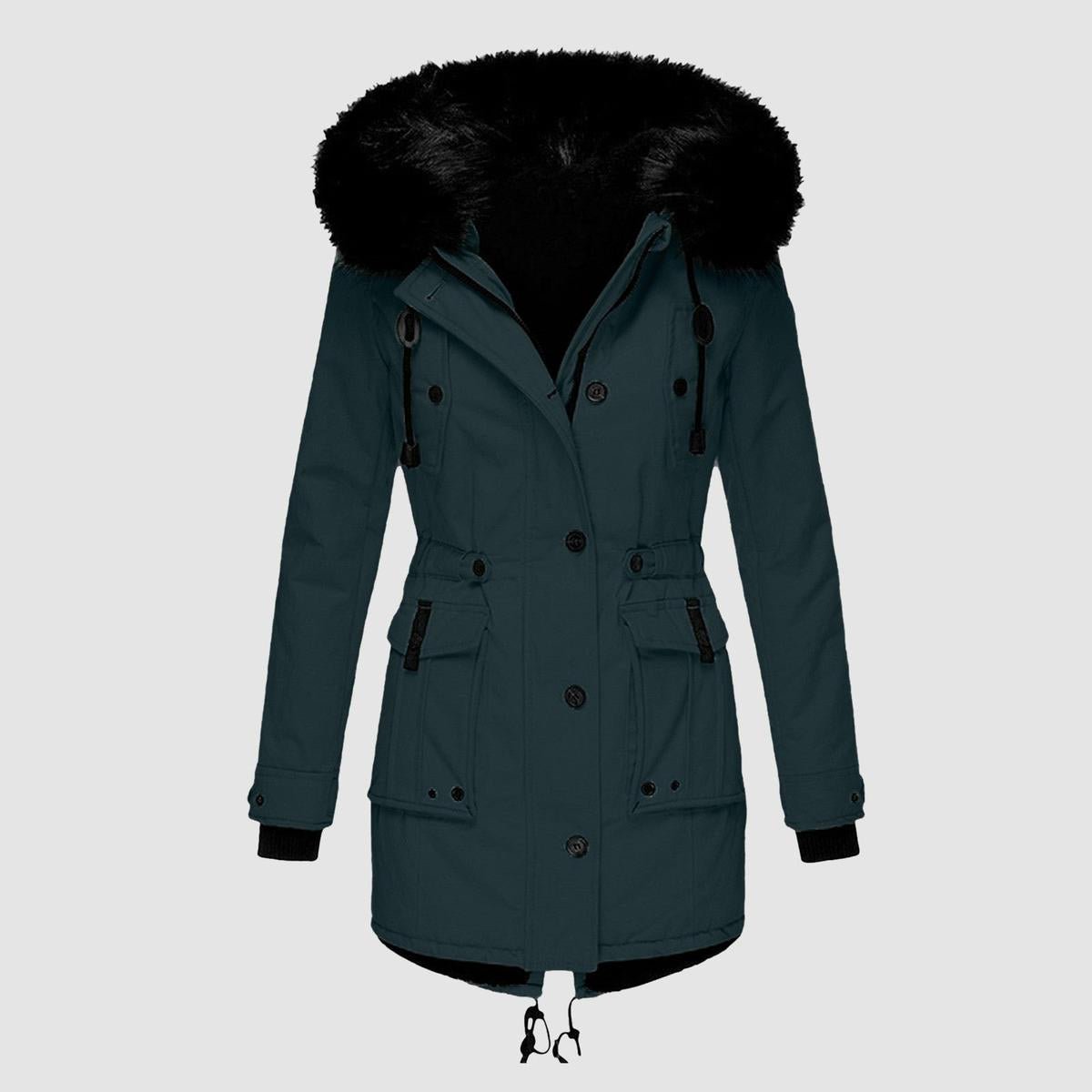 Damen Winterparka mit Kapuze und verstellbarer Taille