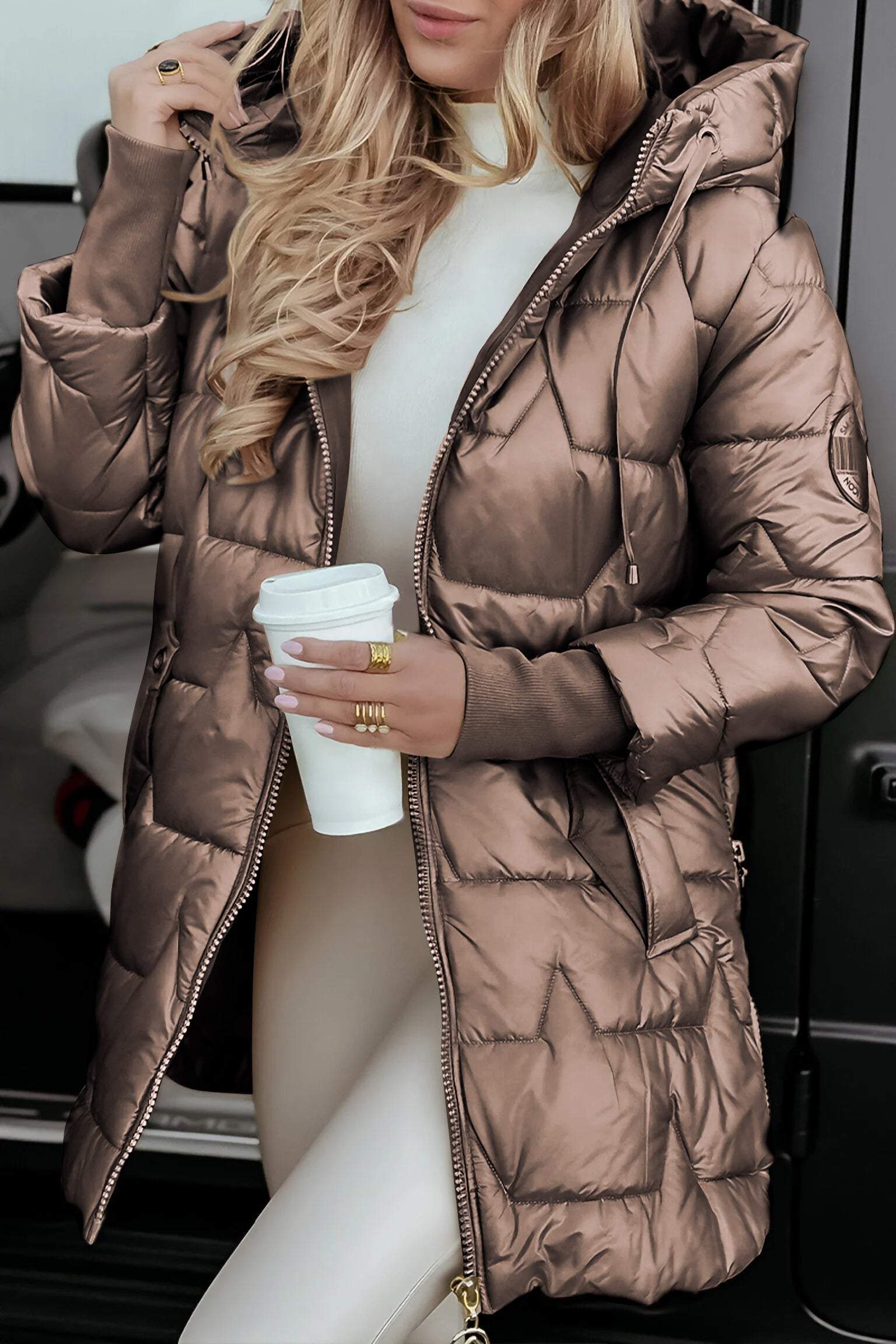 Winter Daunenjacke mit Kapuze für Damen