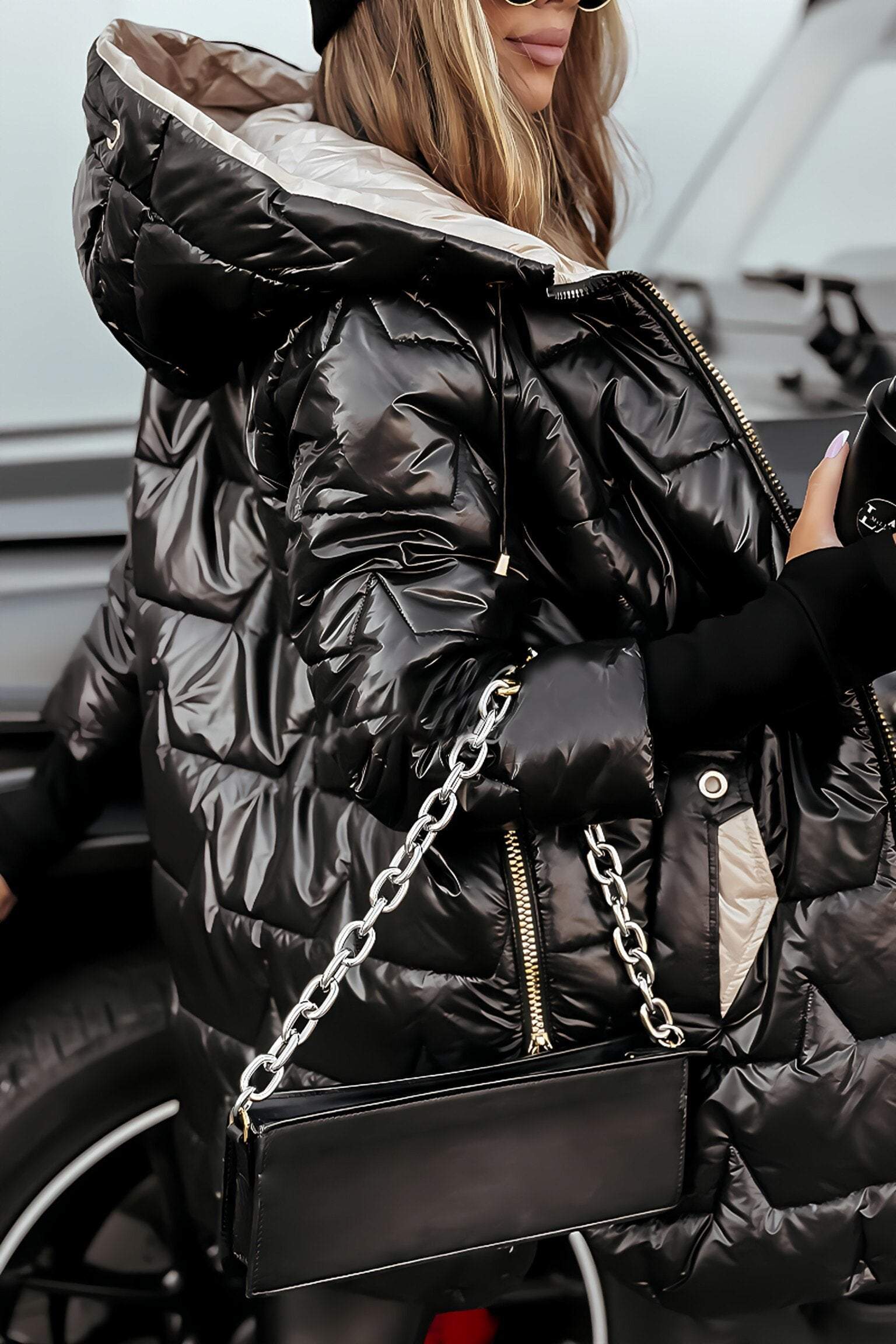 Winter Daunenjacke mit Kapuze für Damen