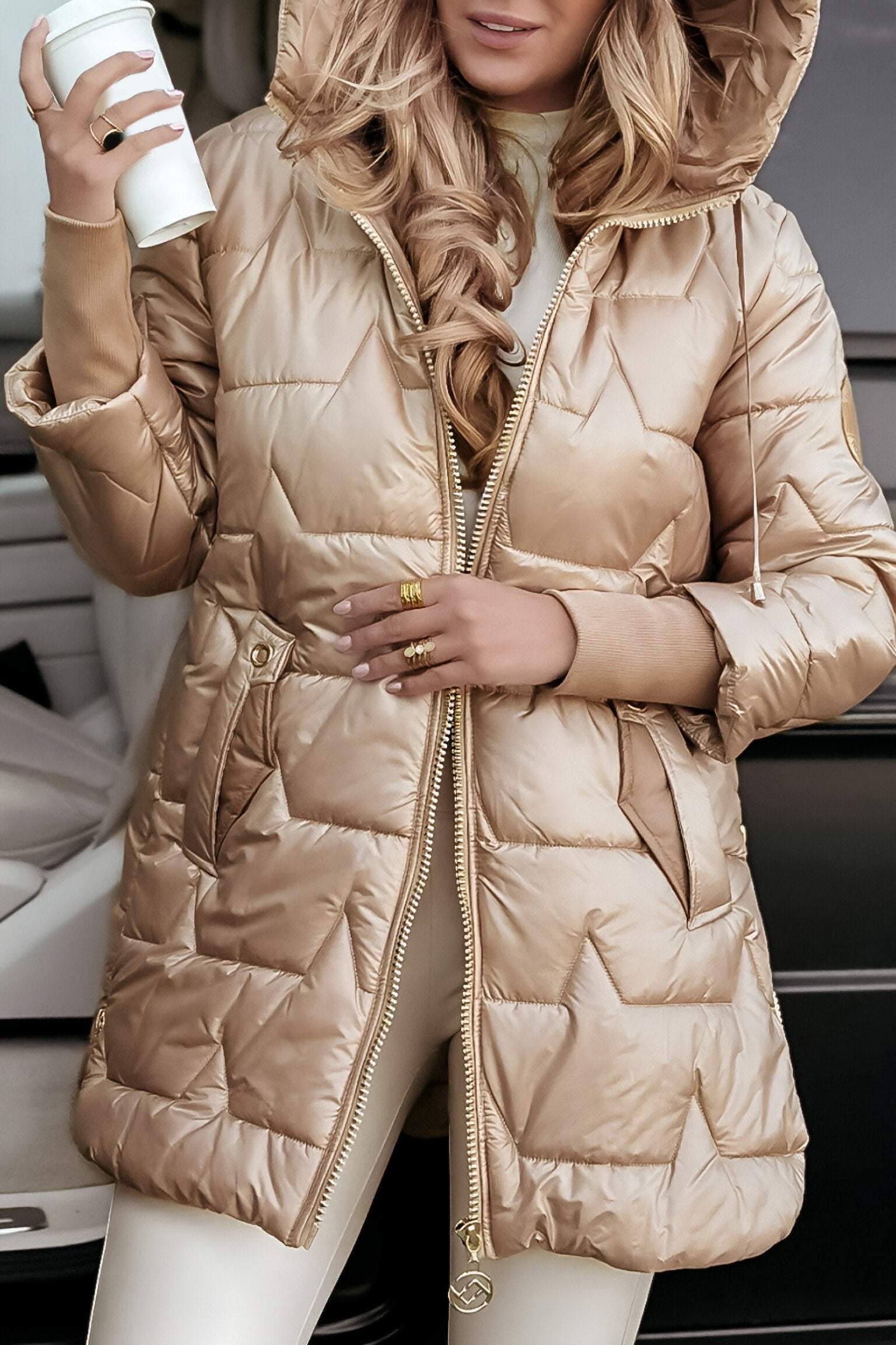 Winter Daunenjacke mit Kapuze für Damen
