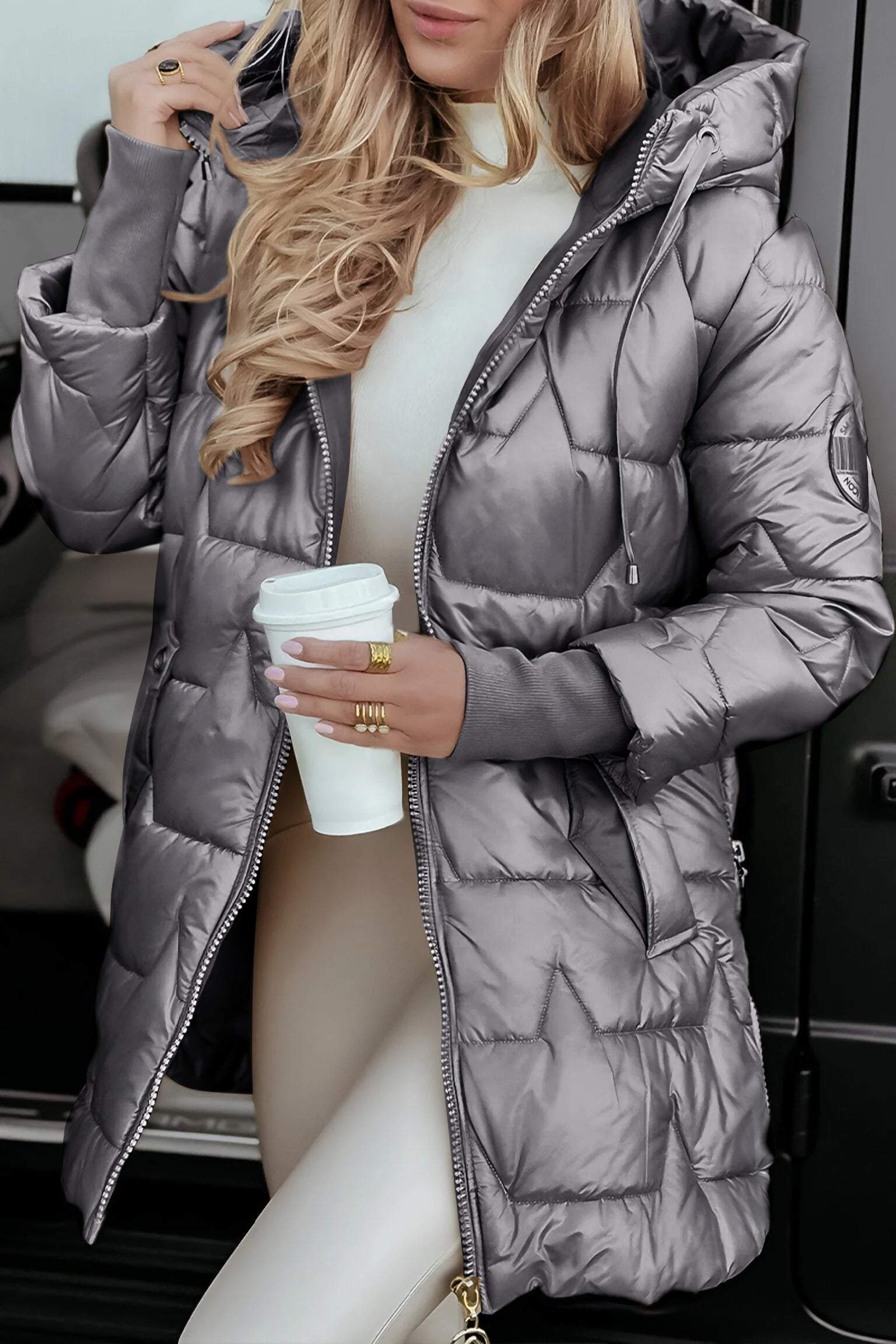 Winter Daunenjacke mit Kapuze für Damen