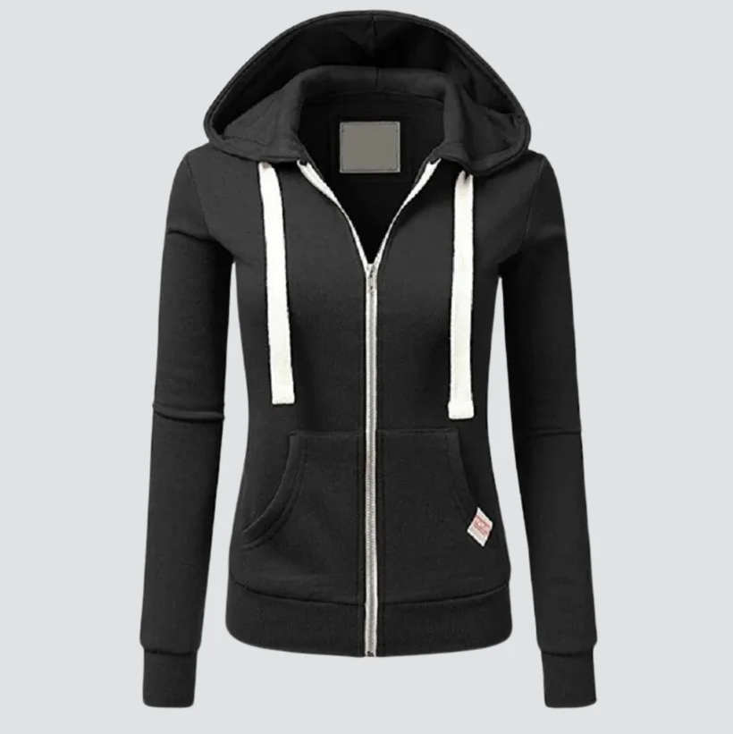 Damen Sweatjacke mit Kordelzug und Reißverschluss