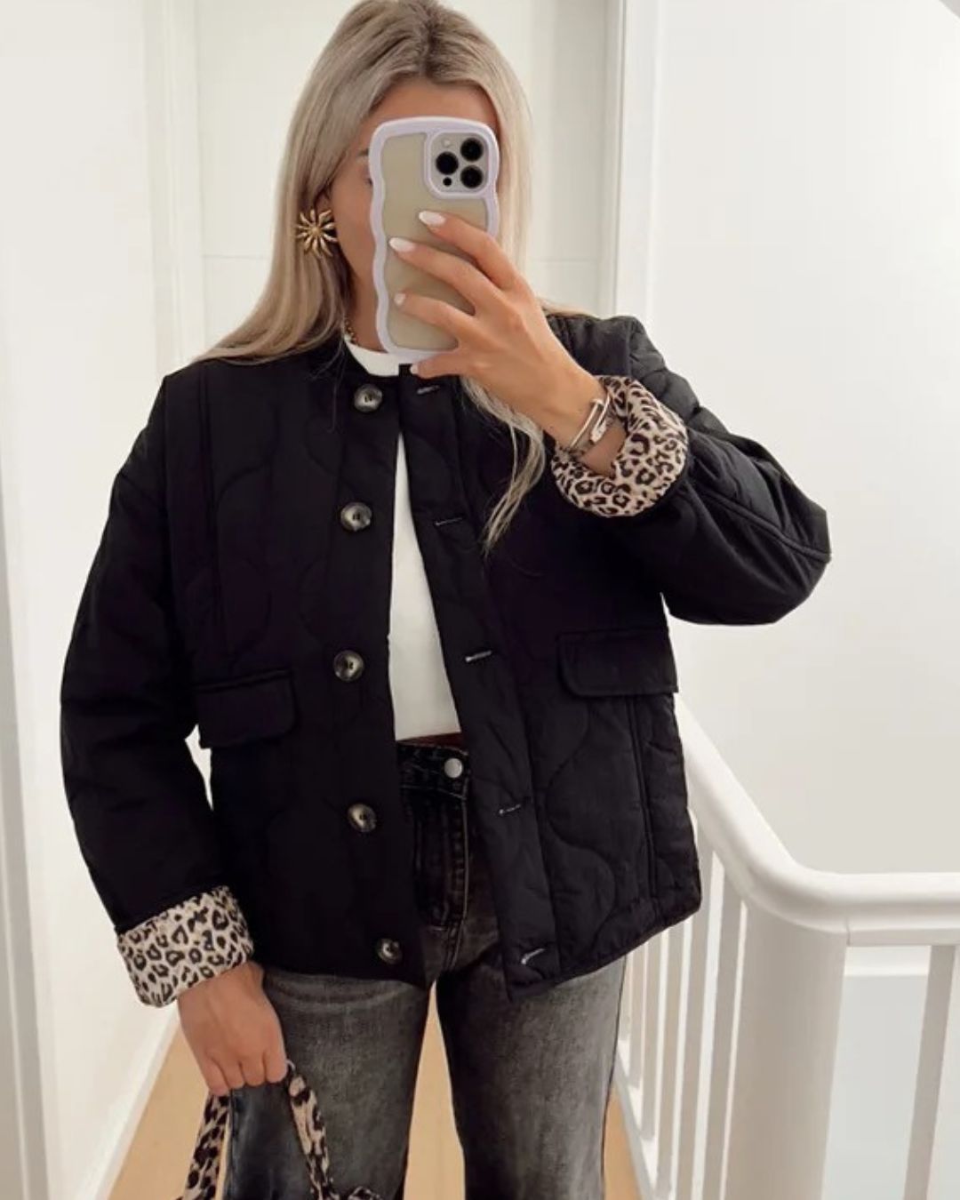 Damenjacke mit Leopardenfutter