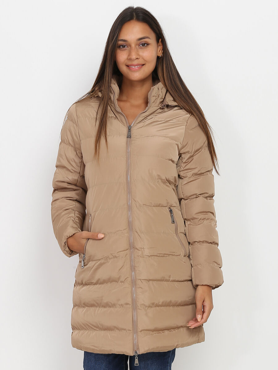 Damen Winterjacke mit Kapuze und verlängerter Passform